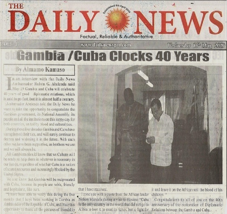 DAILY NEWS-CUBA-GAMBIA-RELACIONES