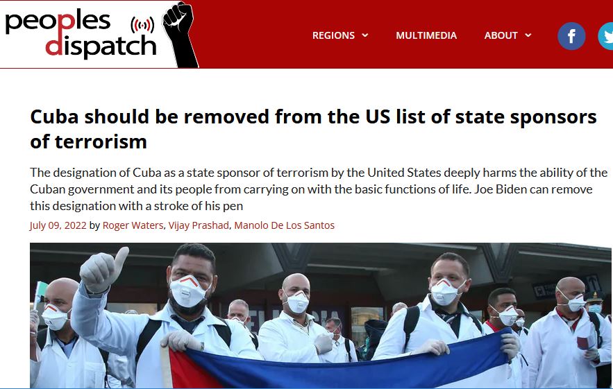 They ask to remove Cuba from the unilateral US list on terrorism