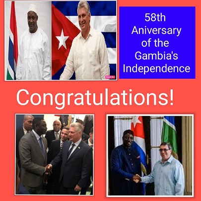 Cuba congratulates The Gambia on the occasion of the 58th anniversary of its&nbsp;Independence