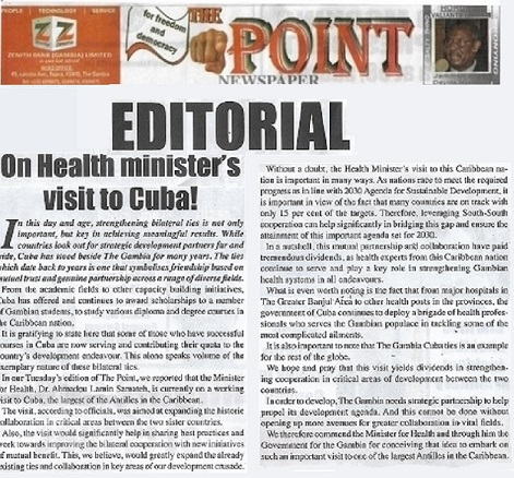 On Health minister’s visit to Cuba!